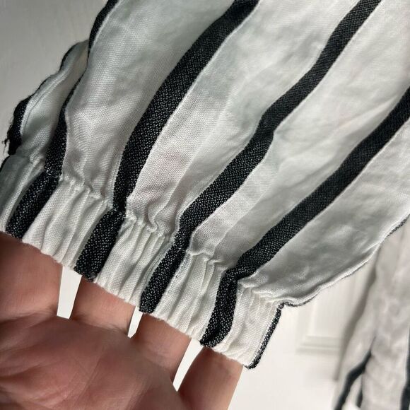 Zara Striped 3/4 Balloon Sleeved Top Women’s Small Oversized - Picture 3 of 8